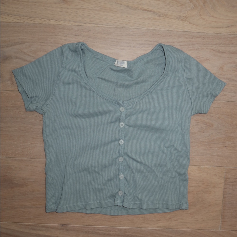Brandy Melville Light Green Buttoned Shirt